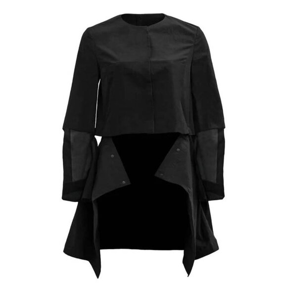 Annette Gortz SS/20 Evox Nero Cotton Snap-Off Jacket *MISSING SLEEVE ATTACHMENTS - Picture 1 of 13